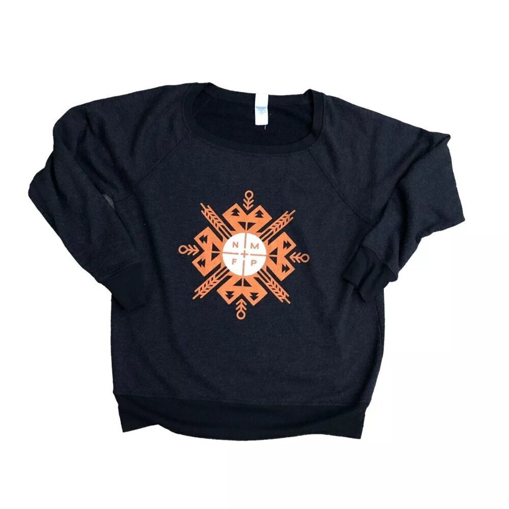 US BLANKS NMFP Aztec Pullover Sweatshirt Women's XL Black Crew Long Sleeve​​​​